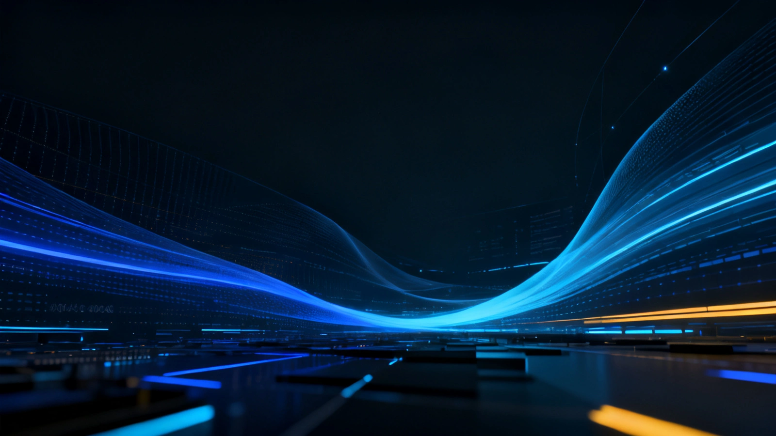 Abstract render of a continuously watched security operation, machine speed and human judgement working as one system